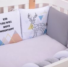 Дитячий постільний комплект Baby Veres Scandi grey (6 одиниць) сатин та велюр